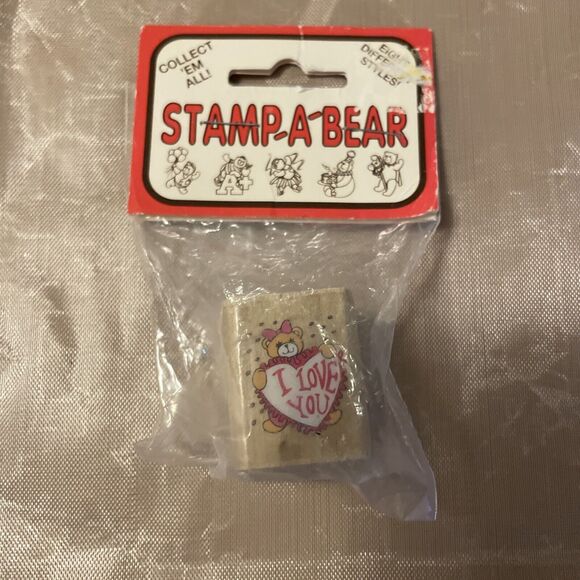Noteworthy Stamp-A-Bear Rubber Stamp “I Love You” Bear New In Package - Picture 1 of 5